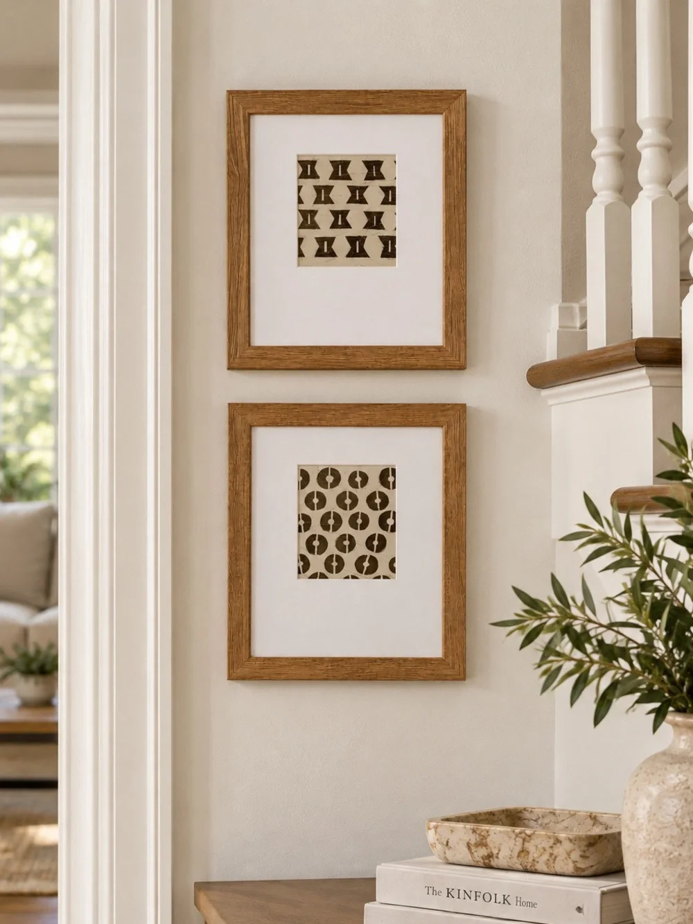 Framed Black/White/Cream Graphic Tribal Prints from Threshold – Set of 2
